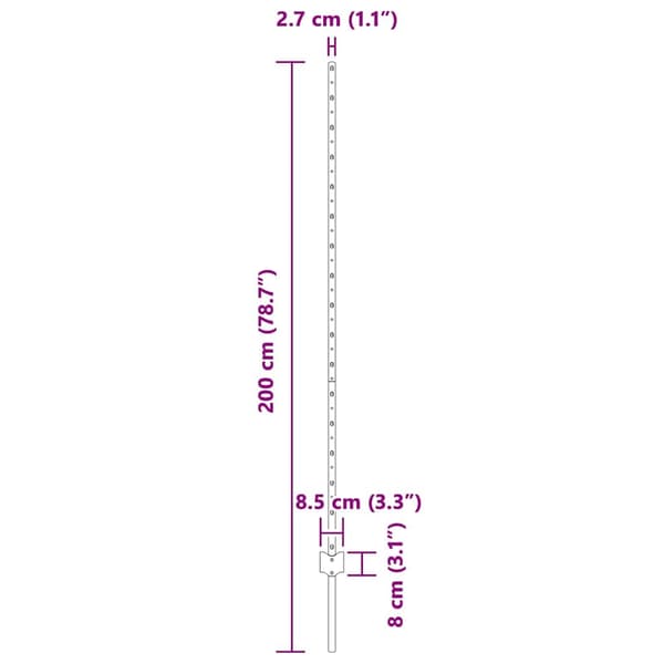 vidaXL Gjerdepåle 11 pcs Grå 150 cm Stål