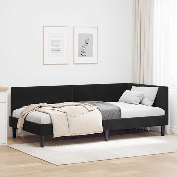 vidaXL Hörnssängram Svart 90 x 200 cm Sammet