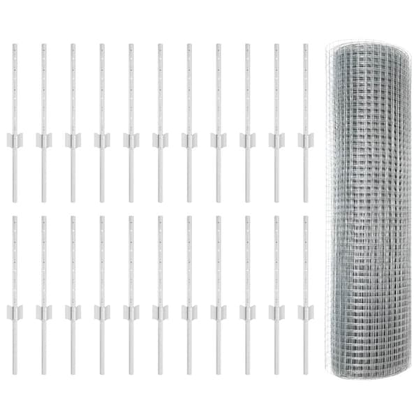 vidaXL Stängsel med stolpe Silver
