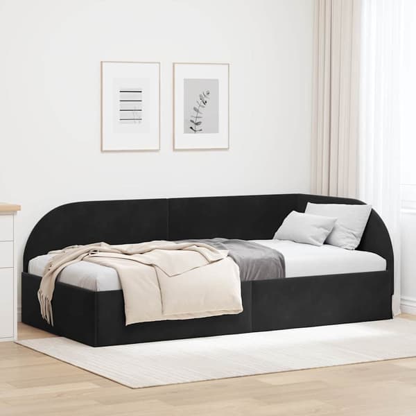 vidaXL Hörnssängram Svart 90 x 200 cm Sammet