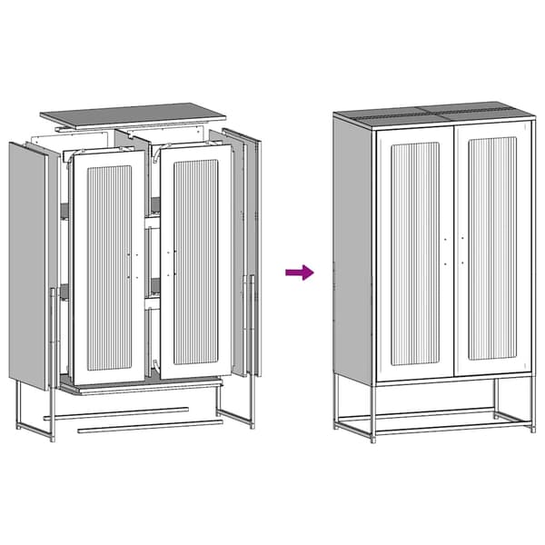 vidaXL Highboard hvit 68x39x123 cm stål