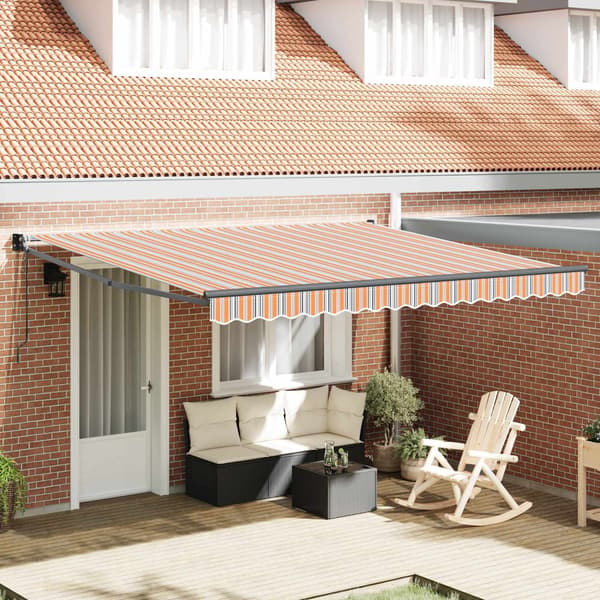 vidaXL Utfällbar markis Flerfärgsdesign 400 × 300 cm