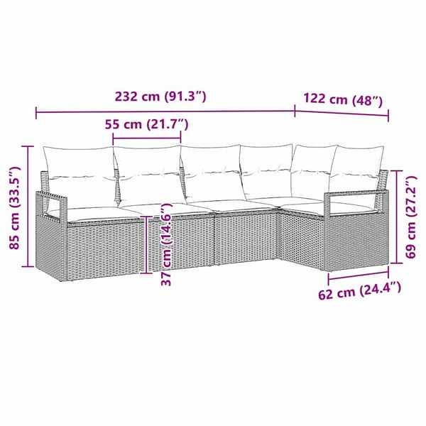 vidaXL Soffset 5 pcs Svart konstrotting