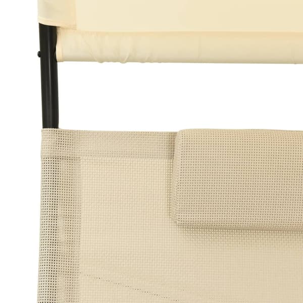 vidaXL Dubbel solsäng med tak textilen gräddvit