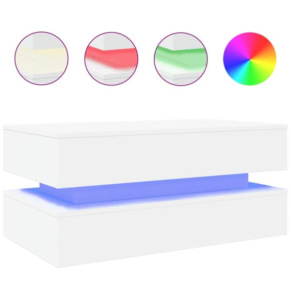 vidaXL Soffbord med LED vit 90x50x40 cm