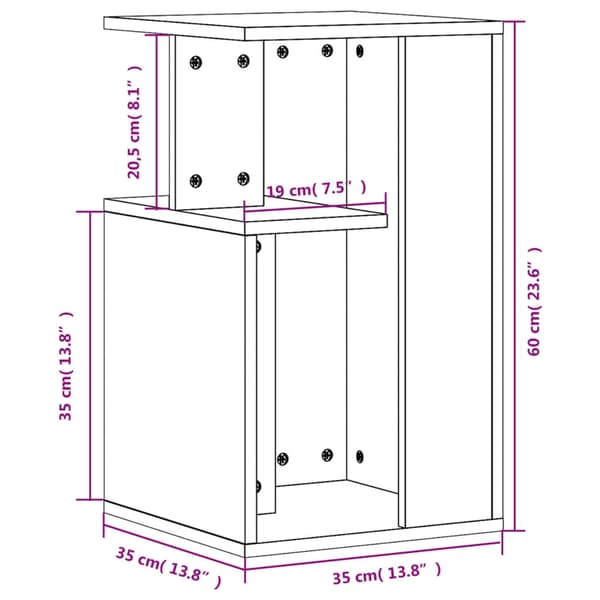 vidaXL Sidebord sonoma eik 35x35x60 cm konstruert tre
