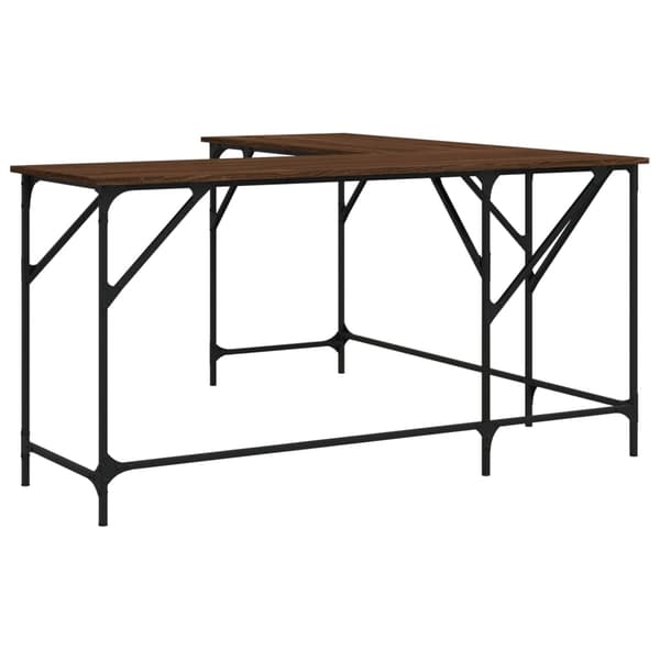 vidaXL Skrivebord brun eik 149x149x75 cm konstruert tre
