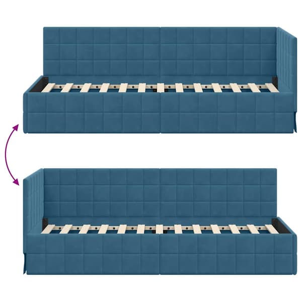 vidaXL Hörnssängram Blå 80 x 200 cm Sammet