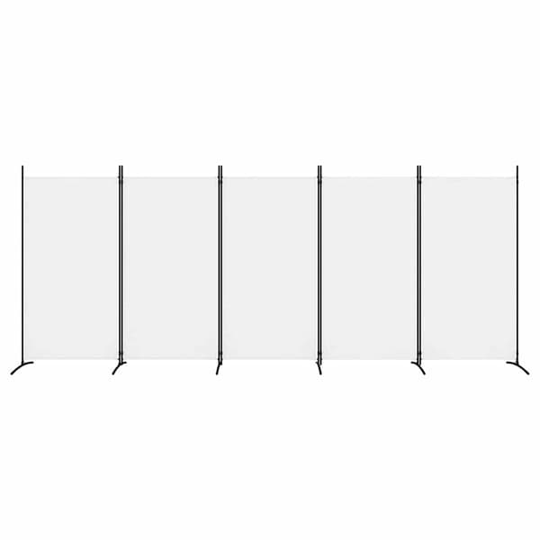vidaXL Romdeler med 5 paneler hvit 433x180 cm stoff