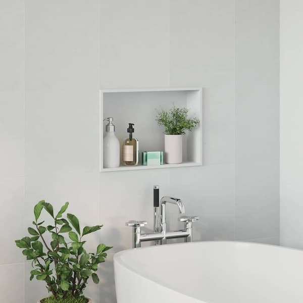 vidaXL Dusjniche Hvit 45 x 30 x 9.5 cm Rustfritt Stål