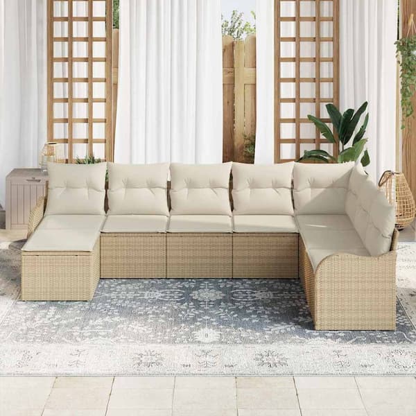 vidaXL Trädgårdsoffset 8 pcs Beige konstrotting