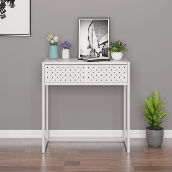 vidaXL Konsolbord vit 72x35x75 cm stål