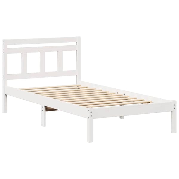 vidaXL Sängram Vit 90 x 200 cm Massiv furu