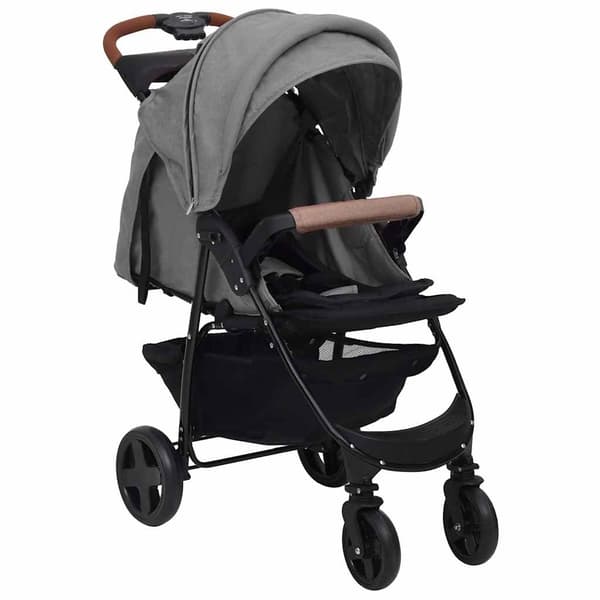 vidaXL Barnvagn 2-i-1 ljusgrå stål