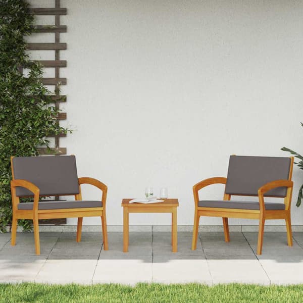 vidaXL Bistroset med kudde 3 pcs Brun Polyester