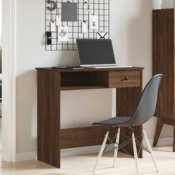vidaXL Skrivebord brun eik 80x40x75 cm konstruert tre