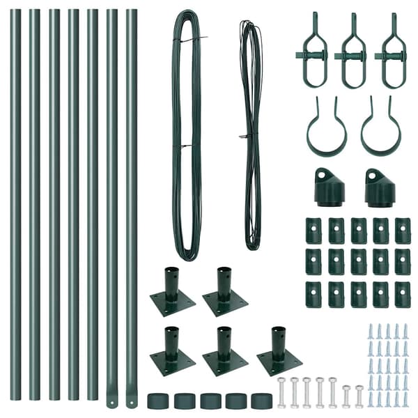 vidaXL Gjerdepåle 7 pcs grønn Stål
