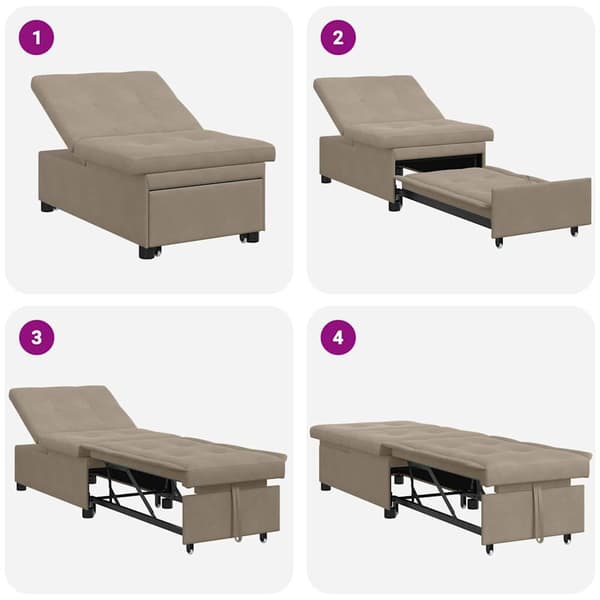 vidaXL Pull Out Sofa Bed Taupe 194 x 67 x 82 cm Mikrofiber