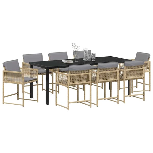 vidaXL Hage Spisegruppe 9 pcs Beige polyrotting