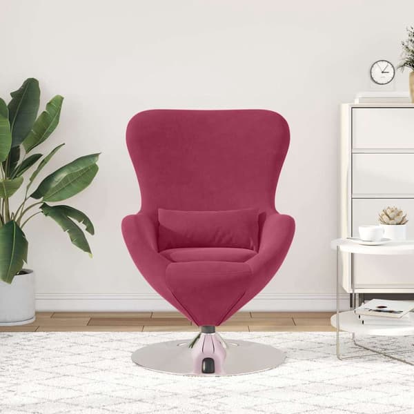 vidaXL Äggstol Vinröd 63 x 73 x 90 cm Sammet