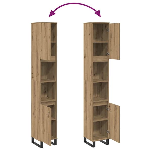 vidaXL Baderomsskap artisan eik 30x30x190 cm konstruert tre