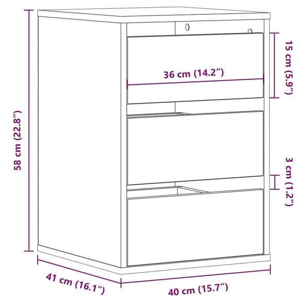 vidaXL Kommode artisan eik 40x41x58 cm konstruert tre