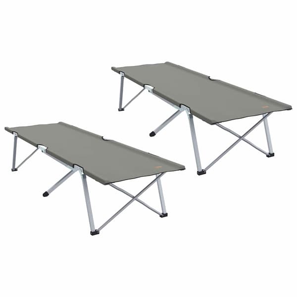 vidaXL Fällbar Camping Säng 2 pcs Grå 194 x 62,5 x 42,5 cm