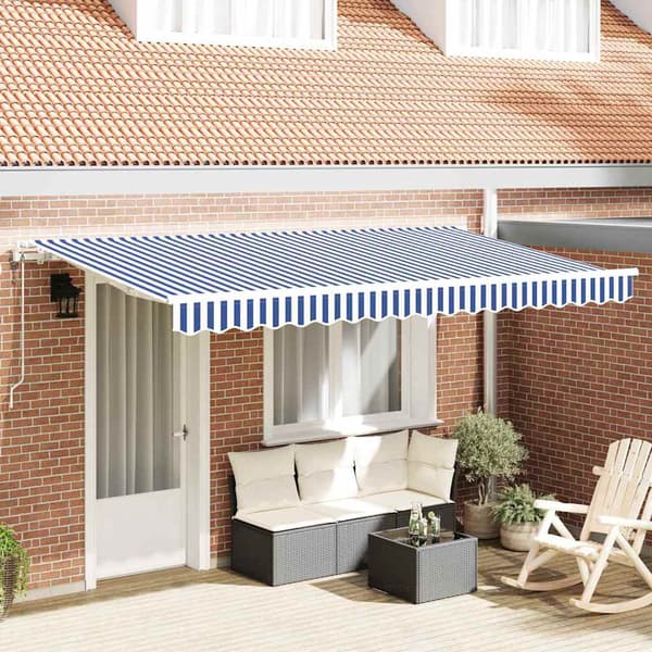 vidaXL Utfällbar markis Blå 400 x 200 cm tyg