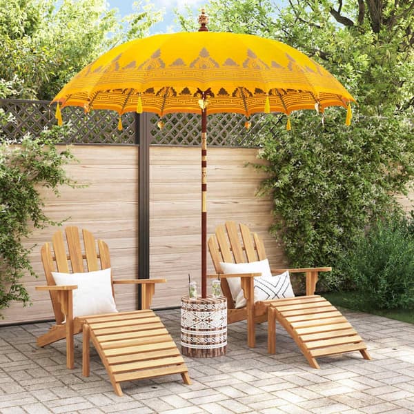 vidaXL Balinesisk Parasol 260 Gul 210-220 cm Bomull og solid tre