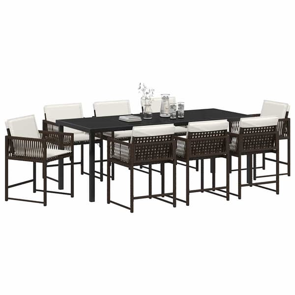 vidaXL Trädgårdsmöbelset 9 pcs Brun konstrotting