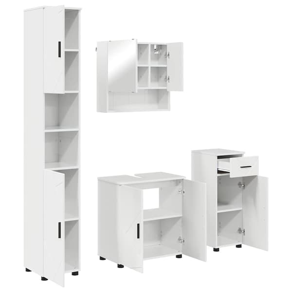 vidaXL Badrumsmöbelset 4 delar Högglans vit 61 x 35 x 64 cm