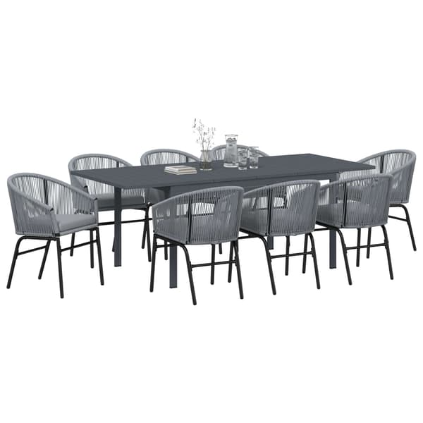 vidaXL Trädgårdsmöbelset 9 pcs Grå konstrotting