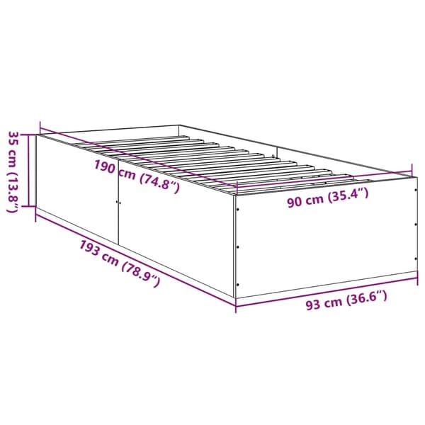 vidaXL Sengeramme brun eik 90x190 cm konstruert tre