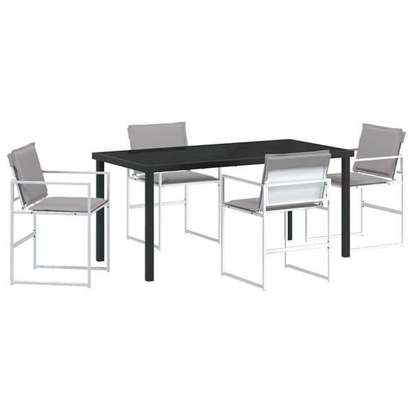vidaXL Trädgårdsmöbelset 5 pcs Vit Pulverlackerat stål