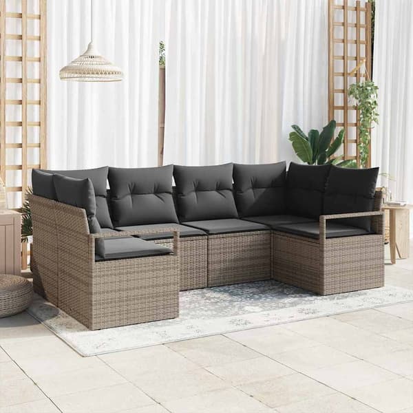 vidaXL Soffset med kudde 6 pcs Grå konstrotting