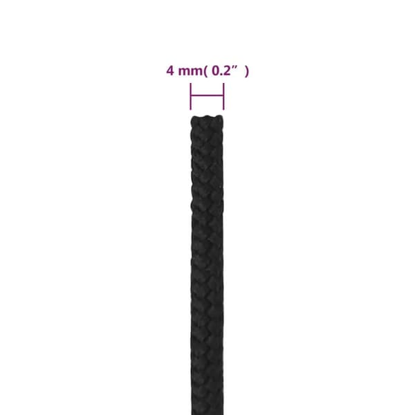 vidaXL Båtlina helsvart 4 mm 50 m polypropen
