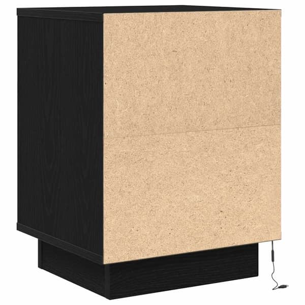 vidaXL Nattskap med LED-lys Sort 38x34x50 cm