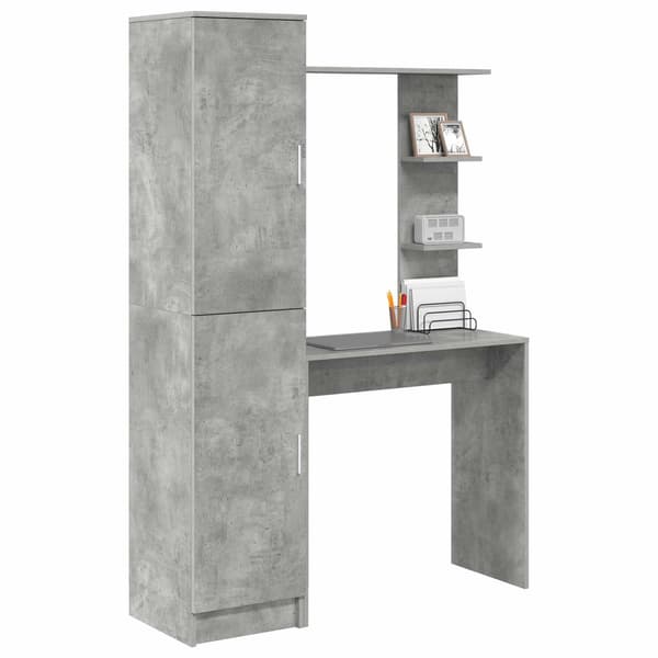 vidaXL Skrivebord 2 pcs Betonggrå