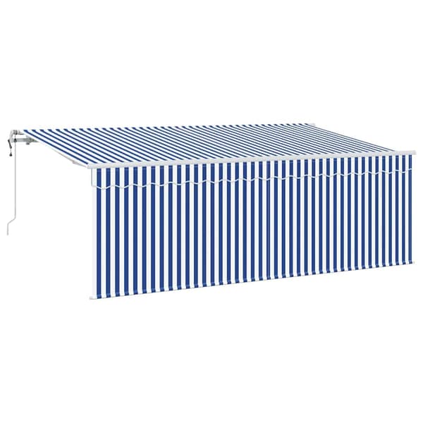 vidaXL Utfällbar markis Randig Blå 350 x 200 cm tyg