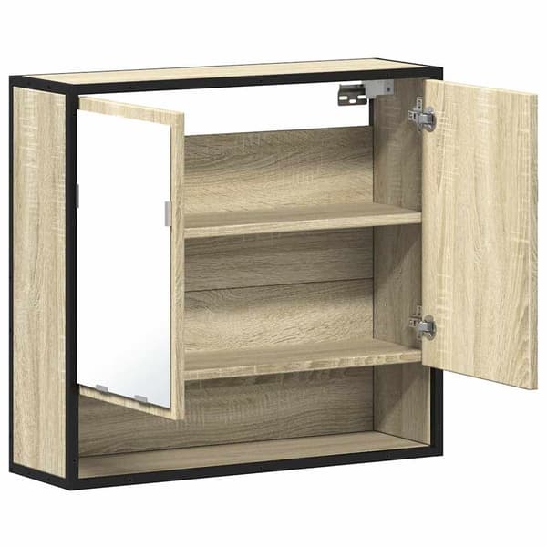 vidaXL Baderomsspeilskap Sonoma eik 65x20x60 cm konstruert tre
