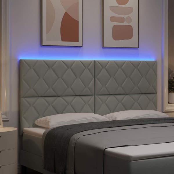 vidaXL LED huvuddyna Ljusgrå 180 cm Sammet