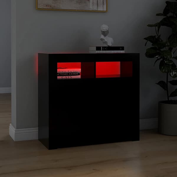 vidaXL Skänk med LED-belysning svart 80x35x75 cm