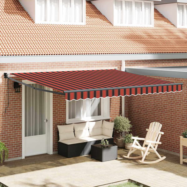 vidaXL Infällbar Markis Orange och Brun 350 x 250 cm