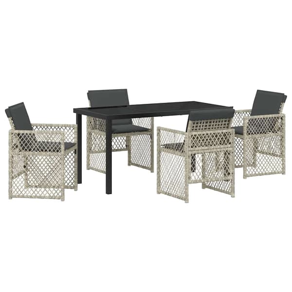 vidaXL Hage Spisegruppe 5 pcs Lysegrå polyrotting