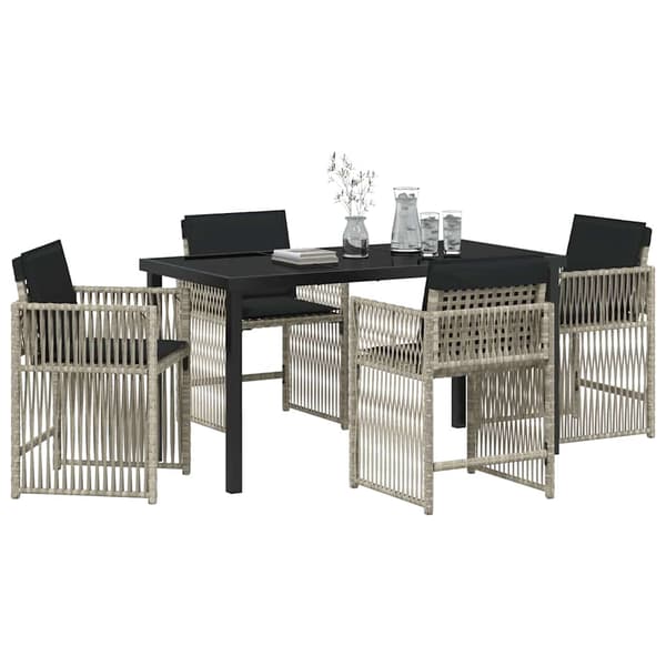 vidaXL Hage Spisegruppe 5 pcs Lysegrå polyrotting