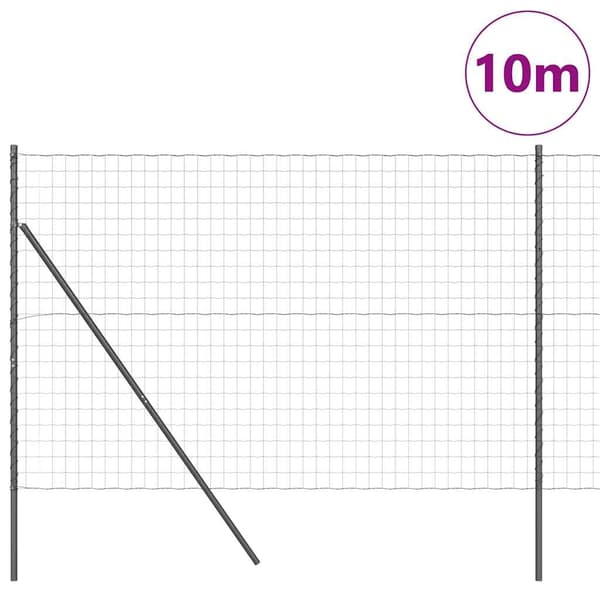 vidaXL Gjerde med stolpe Grå 1,5 x 10 m Stål