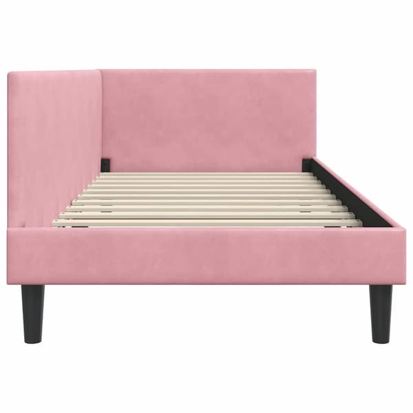 vidaXL Hörnssängram Rosa 90 x 190 cm Sammet