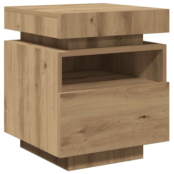 vidaXL Nattbord med LED artisan eik 40x39x48,5 cm