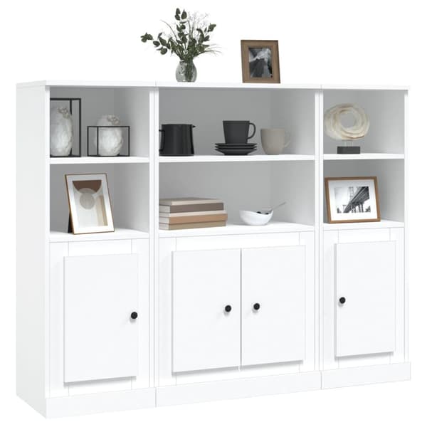 vidaXL Highboards 3 stk hvit konstruert tre