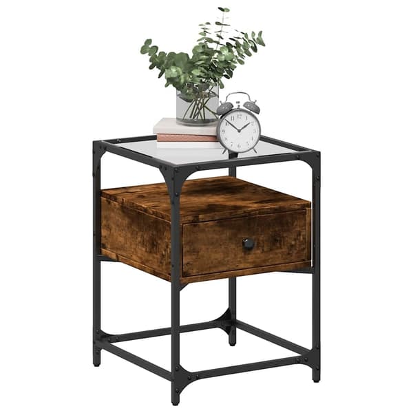 vidaXL Nattbord røkt eik 40x40x55 cm konstruert tre